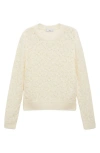 Mango Floral Open Stitch Crewneck Sweater In Ecru