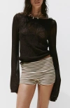Mango Floral Openwork Sweater In Brown