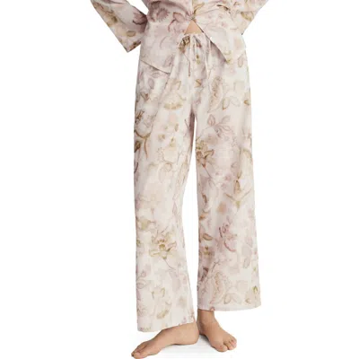 Mango Floral Pajama Pants In Light/pastel Grey