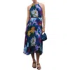 Mango Printed Pleated Dress Blue In Blue