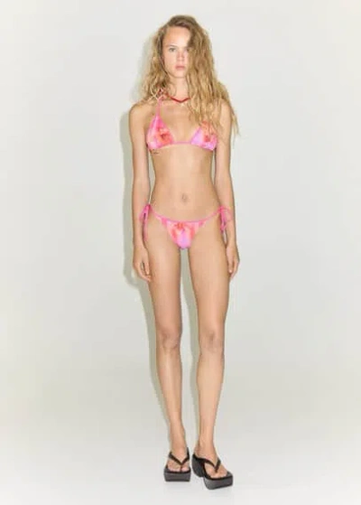 Mango Floral-print Bikini Top Pink