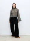 Shop Mango Floral-print Blouse With Ruffles Black