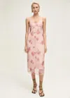 Mango Floral Print Combined Dress Pastel Pink In Pastel Pink