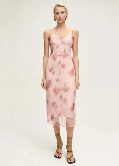 Mango Floral Print Combined Dress Pastel Pink