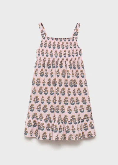 Mango Kids' Floral Print Cotton Nightdress Pink