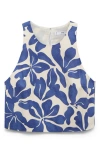 Mango Floral Print Crop Tank In Blue
