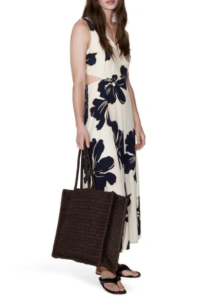 Mango Floral Print Cutout Sleeveless Maxi Dress In Multi