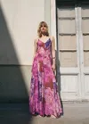 Mango Floral-print Flared Dress Purple In Purple