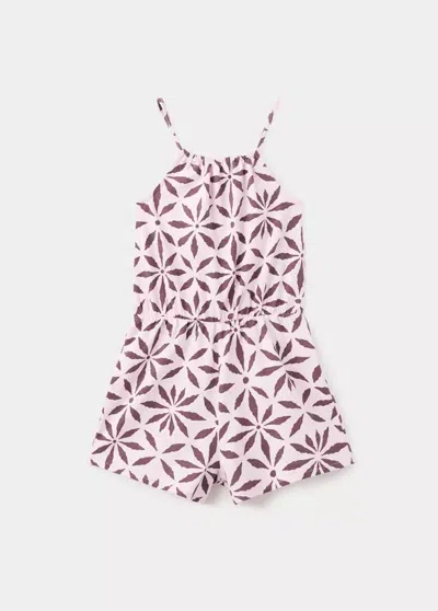 Mango Kids' Floral Print Jumpsuit In Light/pastel Purple