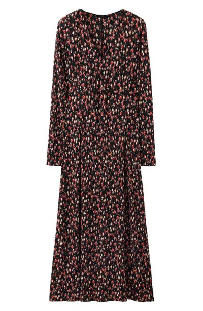 Mango Floral Print Long Sleeve Maxi Dress In Multi