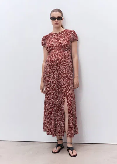 Mango Floral Print Maternity Dress Burgundy