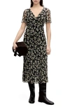 Mango Floral Print Midi Dress In Black