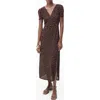 Mango Floral Print Midi Dress In Brown