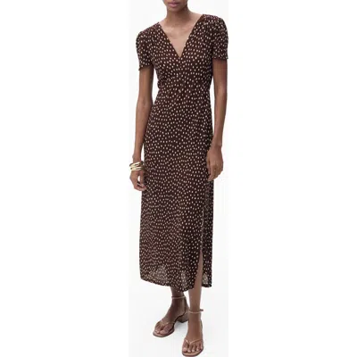 Mango Floral Print Midi Dress In Brown