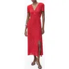 Mango Floral Print Midi Dress In Red