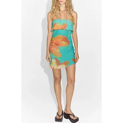 Mango Floral Print Minidress In Blue