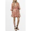 Mango Floral Print Puff Sleeve Minidress In Pink