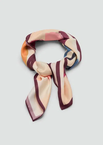 Mango Floral-print Satin Scarf Pink