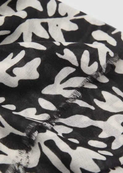 Mango Floral Print Scarf Black