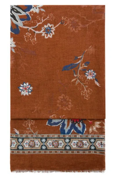 Mango Floral Print Scarf In Brown