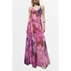 Mango Floral Print Sleeveless Godet Maxi Dress In Multi