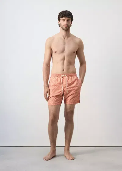 Mango Floral Print Swimsuit In Salmon