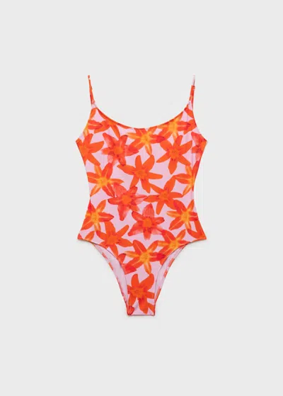 Mango Maillot De Bain Imprimé Fleuri Rose - Femme - L -  In Orange