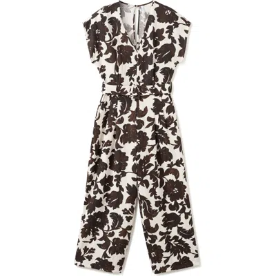 Mango Floral Print Wide Leg Jumpsuit In Black