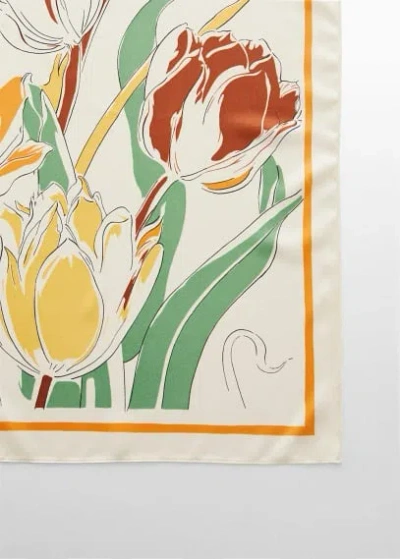 Mango Floral Printed Scarf Ecru