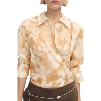 Mango Floral Ramie Button-up Shirt