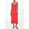 Mango Printed Long Dress Red