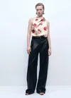 Mango Floral Satin Blouse Ecru In Ecru