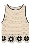 Mango Floral Scallop Crochet Tank In White