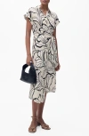 Mango Floral Side Tie Midi Shirtdress In Ecru