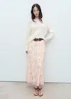 Mango Christy Floral Lace Trim A-line Midi Skirt In Pink
