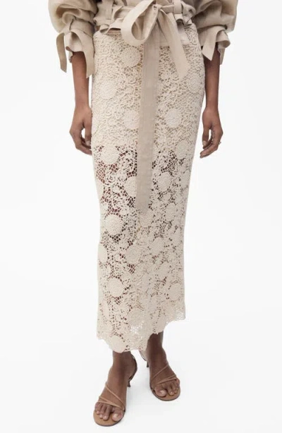 Mango Floral Soutache Midi Skirt