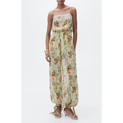 Mango Floral Tie Leg Jumpsuit