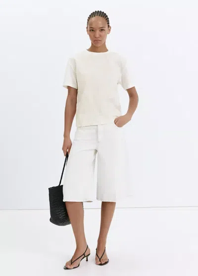 Mango Floral-embroidered Cotton T-shirt In White