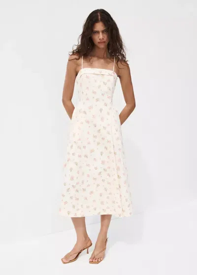 Mango Floral-print Flared Dress In White