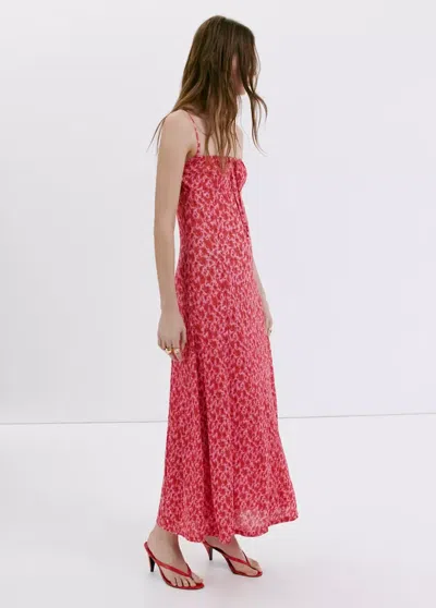 Mango Floral-print Pleated Dress In Pink