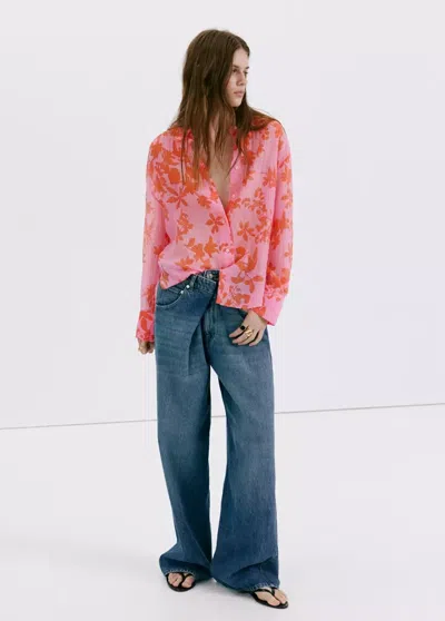 Mango Floral-printed Lyocell Shirt In Pink