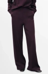 Mango Florida Elastic Waist Pants In Burgundy
