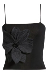 Mango Flowa Rib Camisole In Black