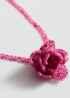 MANGO FLOWER CRYSTAL NECKLACE NEON PINK