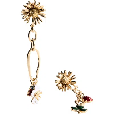 Mango Flower Drop Earrings In Gold