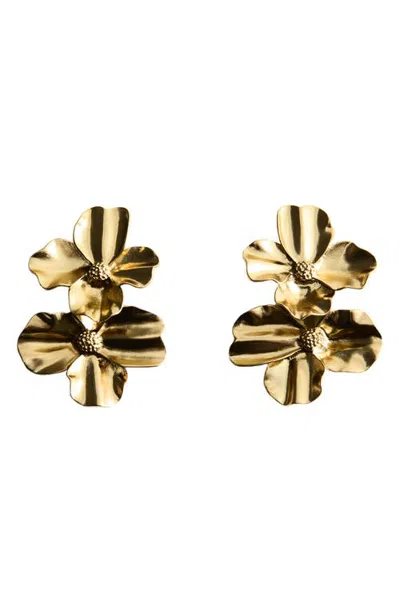 Mango Flower Drop Earrings In Gold