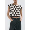 Mango Flower Embellished Openwork Sweater In Black