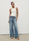 Mango Women's Flower-embroidered Wide Leg Jeans In Blue