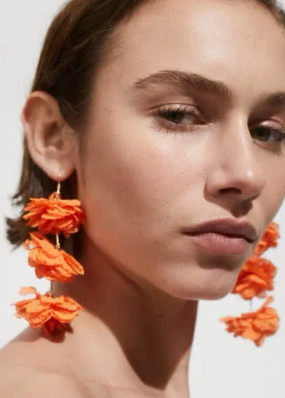 Mango Flower Pendant Earrings Orange