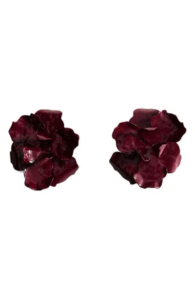 Mango Flower Statement Stud Earrings In Red